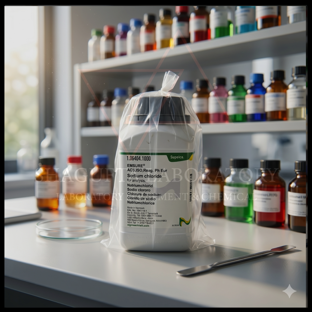 Sodium Chloride EMSURE® Supelco merupakan bahan kimia analytical grade berkualitas tinggi untuk kebutuhan laboratorium, quality control (QC), penelitian, pendidikan, farmasi, dan aplikasi industri profesional.