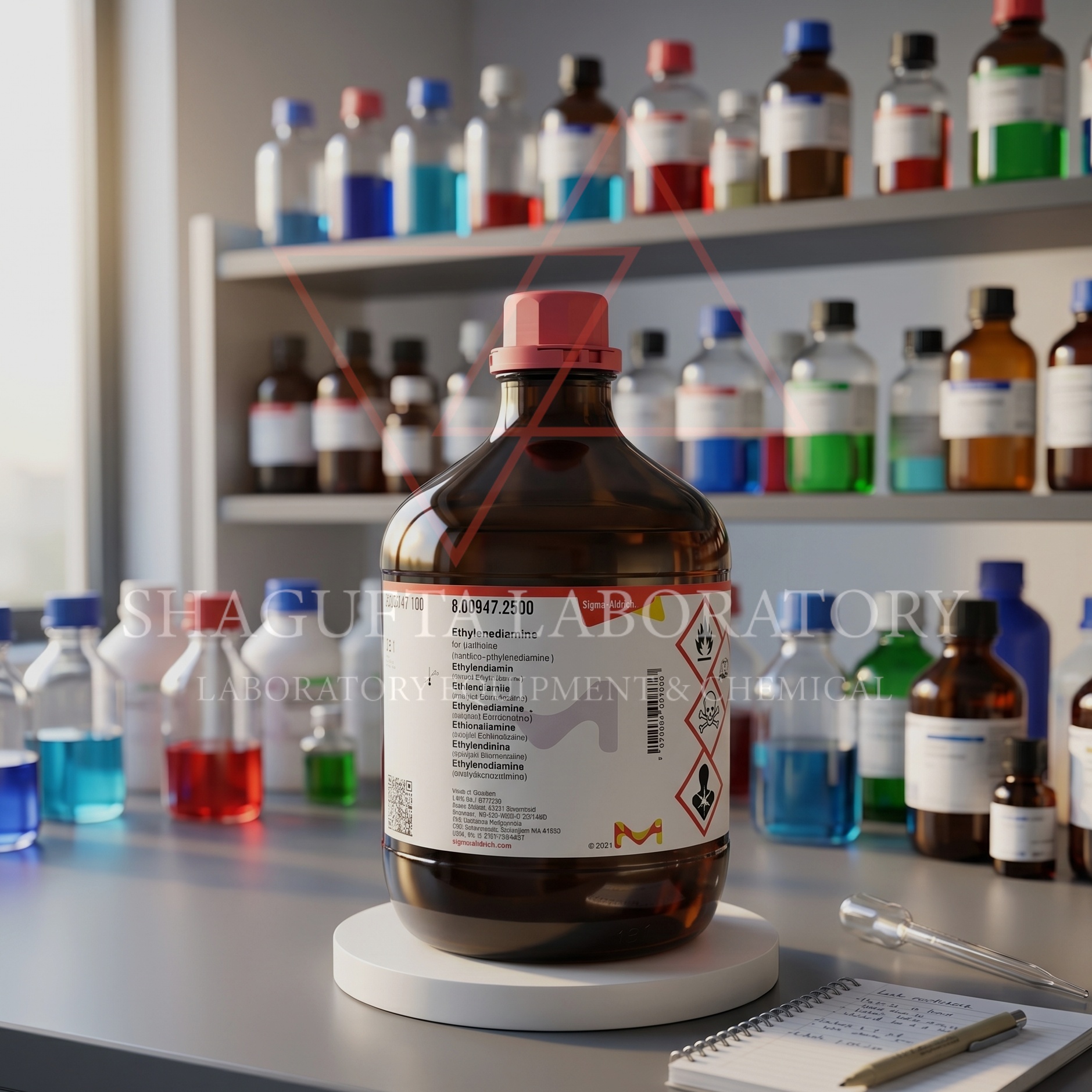 Ethylenediamine for synthesis Sigma Aldrich kode 800947 merupakan bahan kimia laboratorium berkualitas tinggi untuk kebutuhan sintesis organik, penelitian, katalisis, quality control, dan aplikasi industri. Cocok digunakan pada laboratorium pendidikan, farmasi, kimia, manufaktur, dan institusi penelitian profesional.
