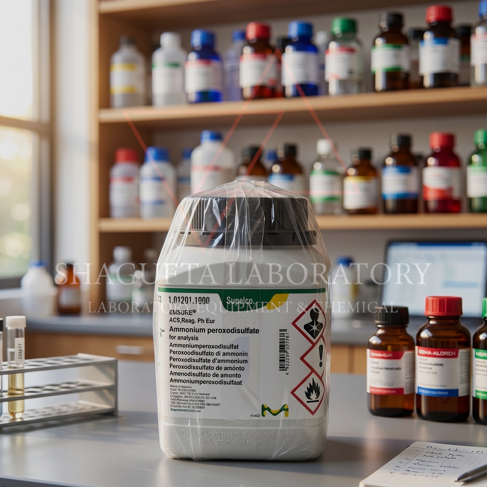 Ammonium Peroxodisulfate EMSURE ACS Reag. Ph Eur Supelco Merck merupakan bahan kimia laboratorium berkualitas tinggi untuk kebutuhan analisis, quality control, penelitian, pendidikan, dan aplikasi industri. Cocok digunakan sebagai oksidator dan reagen analitik dengan kemurnian tinggi dan kualitas stabil.