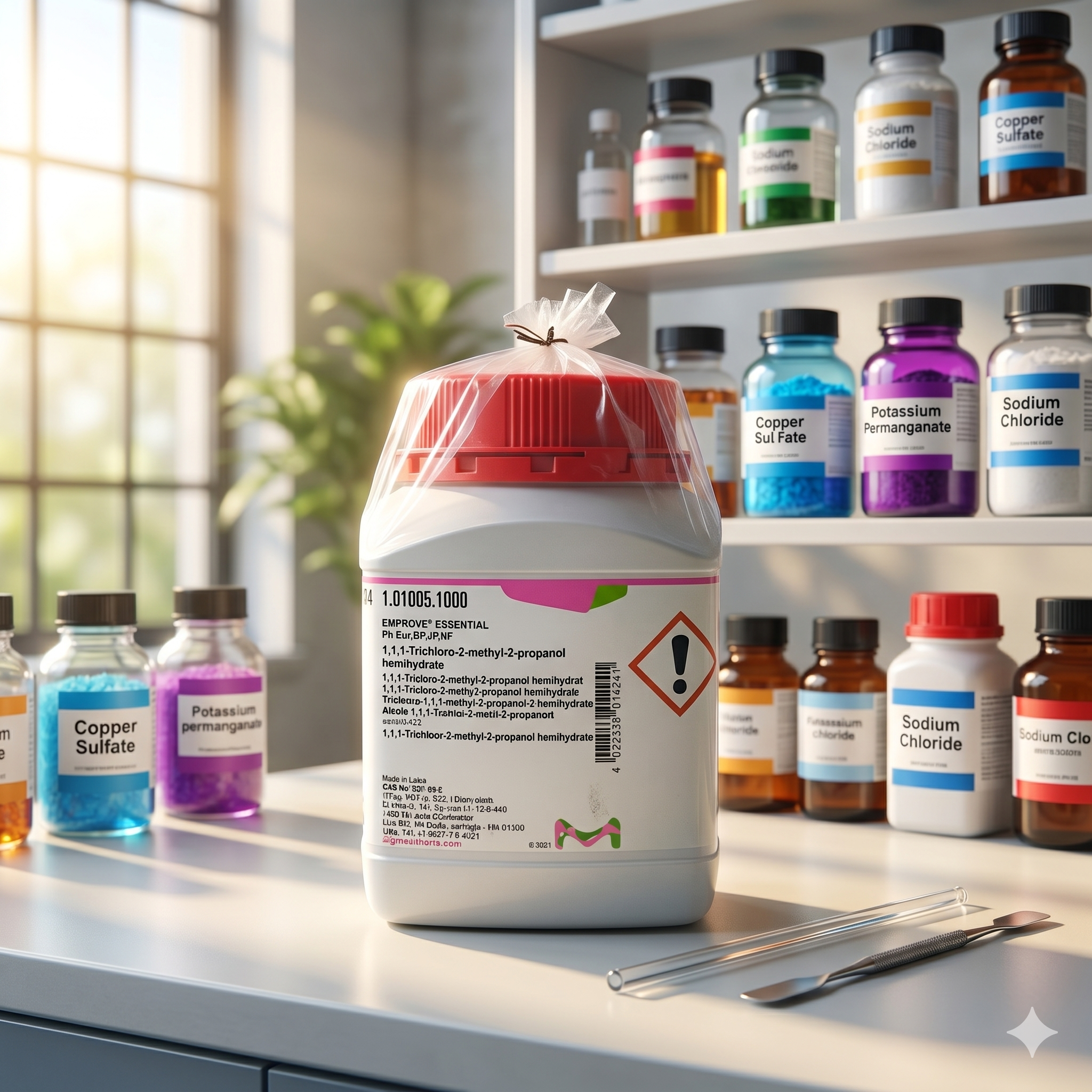 1,1,1-Trichloro-2-methyl-2-propanol Hemihydrate EMPROVE® ESSENTIAL Merck 101005 1kg – Reagen Laboratorium Original