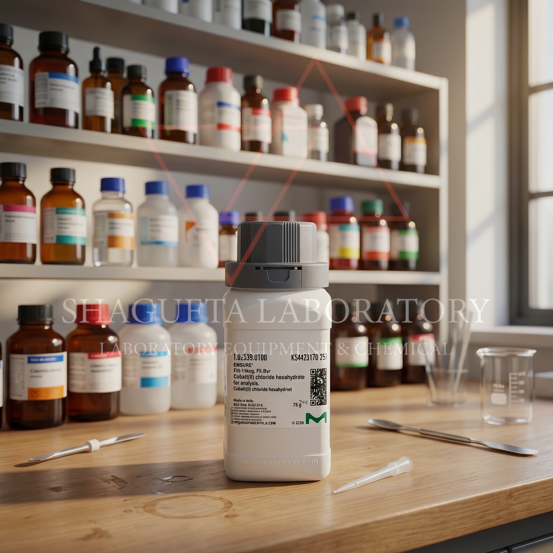 Cobalt(II) Chloride Hexahydrate EMSURE® dari Merck dengan standar ACS dan Reag. Ph Eur untuk kebutuhan laboratorium, quality control, penelitian, dan aplikasi industri. Reagen analytical grade berkualitas tinggi dengan kemurnian optimal untuk hasil analisis yang akurat dan konsisten.
