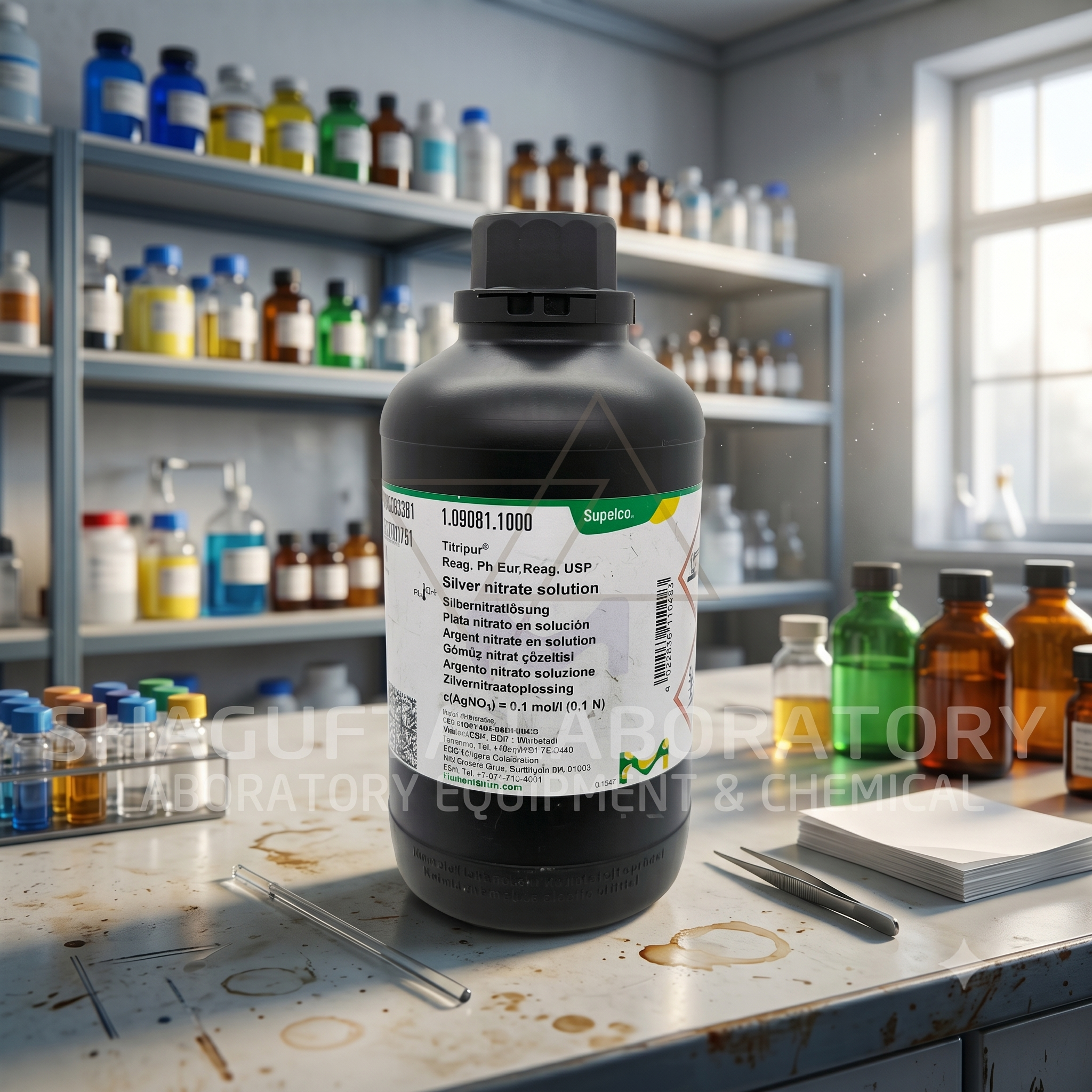 Supelco Silver Nitrate Solution 0.1 mol/L 1.09081.1000 – Larutan Perak Nitrat Reagen Analitik Laboratorium