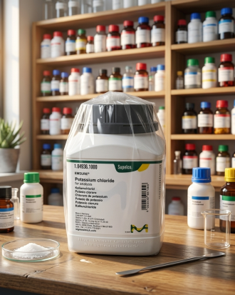 Potassium Chloride (Kalium Klorida) EMSURE® Merck Supelco 104936 merupakan bahan kimia analytical grade berkualitas tinggi untuk kebutuhan laboratorium, penelitian, quality control, pendidikan, dan industri. Memenuhi standar ACS, ISO, dan Reag. Ph Eur untuk aplikasi analisis presisi dan penggunaan profesional.
