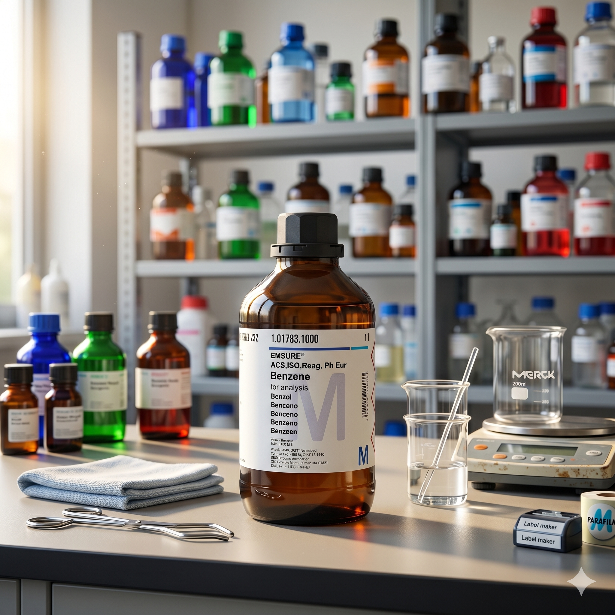 Benzene EMSURE ACS ISO Reag. Ph Eur Merck 1L – Benzena Pro Analysis Laboratory Grade