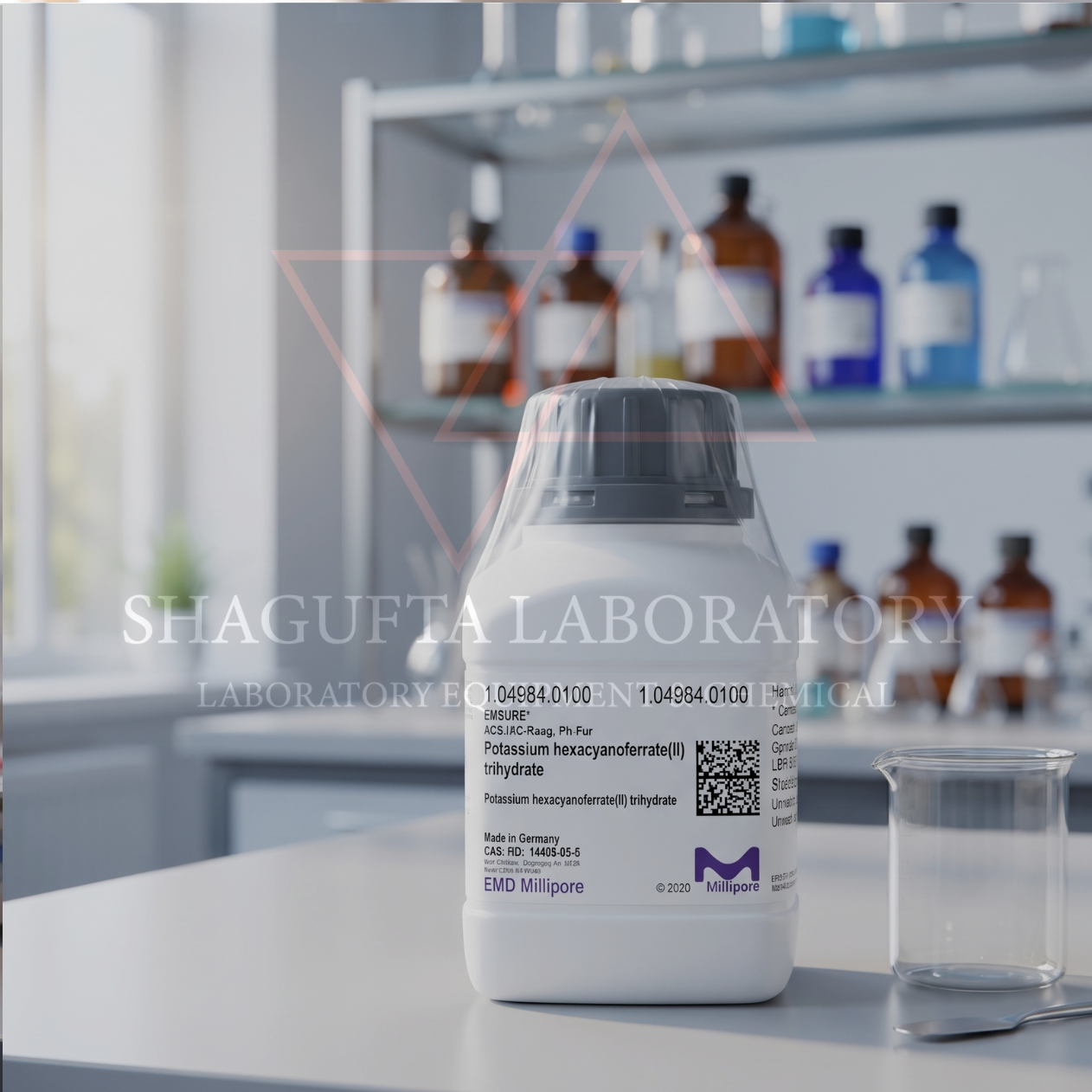 Potassium Hexacyanoferrate(II) Trihydrate ACS Reag. Ph Eur – Kalium Heksasianoferrat(II) Trihidrat MERCK 104984 100GRAM