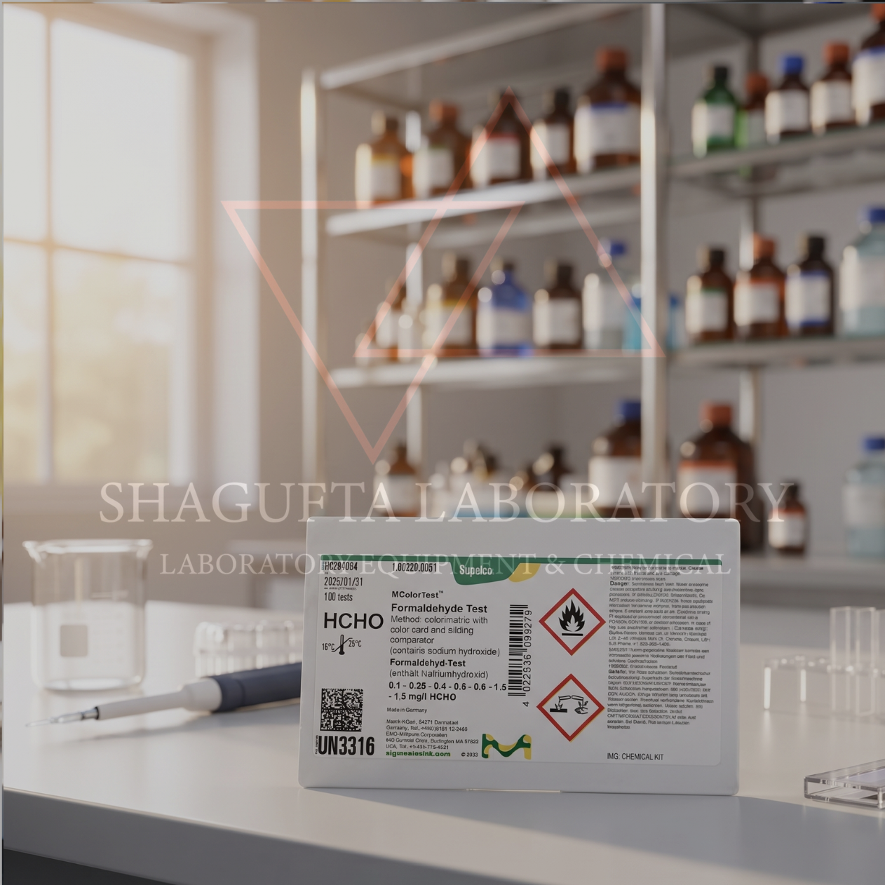 SHAGUFTA LABORATORY – Formaldehyde Test Kit / Reagen Uji Formaldehida / Formalin Test Reagent untuk Analisis Laboratorium